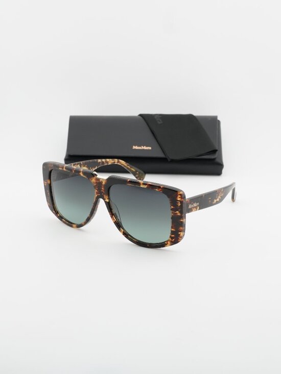 Max Mara SPARK1 MM0075 52P Shield Sunglasses - Dark Havana / Green main image 10